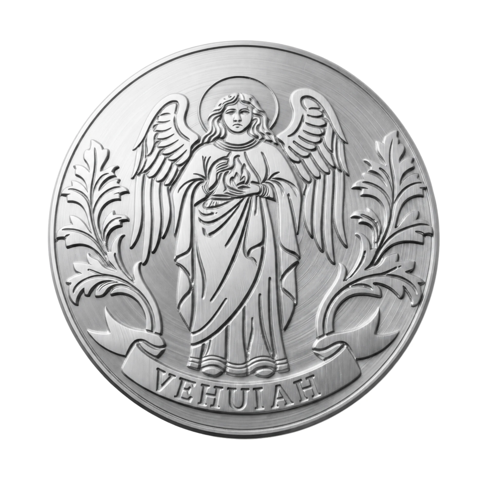 Sterling silver Birth Angel Medallion engraved with the angel of the birth date